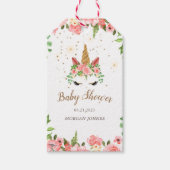 Slaperig eenhoorn blozen floraal baby shower monog cadeaulabel (Voorkant)