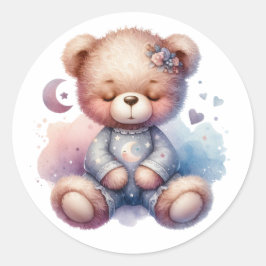 slaperig teddymeisje ronde sticker