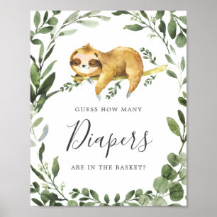 Slaperige Baby shower raadt hoeveel luiers er zijn Poster