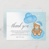 Slaperige Beer ballon Boy Baby shower Dank u wel Kaart (Voorkant / Achterkant)