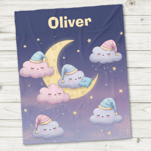 Slaperige Fluffy Wolken op Dromerige Pastel Hemel Fleece Deken