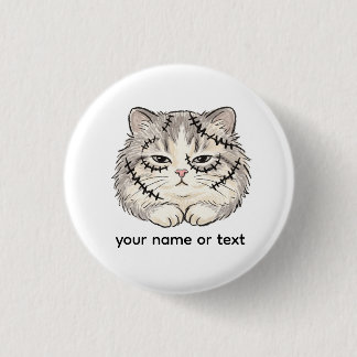 Slaperige Frankenstein genaaide kat Halloween gekl Ronde Button 3,2 Cm