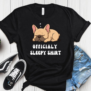Slaperige Franse Bulldog Slaap Tijd Puppy officiee T-shirt