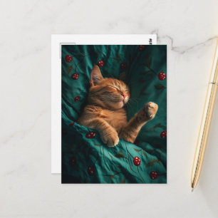 Slaperige Gemberkat Onder de Dekens Briefkaart