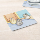 Slaperige hamsters vierkante kartonnen onderzetter (Schuin)
