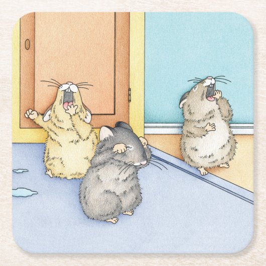 Slaperige hamsters vierkante kartonnen onderzetter (Voorkant)