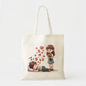 Slaperige jongen en meisje met bloemen tote bag (Voorkant)