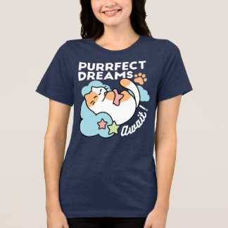 Slaperige Kat Knuffelt Ster – Perfecte Dromen Scha Tri-Blend Shirt