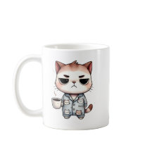 Slaperige kat met koffie, Grumpy Kitten, Pyjama Ca