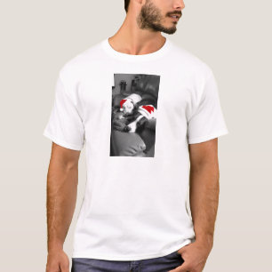 slaperige kerst pitbull puppy's schattig kerstman t-shirt