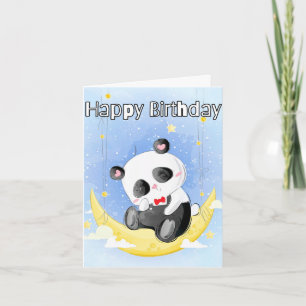Slaperige Kleine Panda Beer Gelukkige Verjaardag Kaart