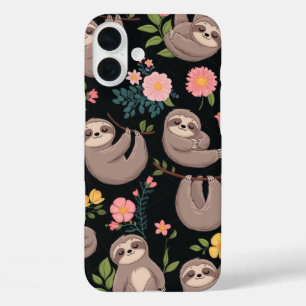 Slaperige luiaards en bloemige dromen iPhone 16 plus hoesje