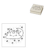 Slaperige maan & sterren 	rubberstempel (Gestempeld)