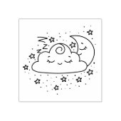 Slaperige maan & sterren 	rubberstempel (Afrduk)
