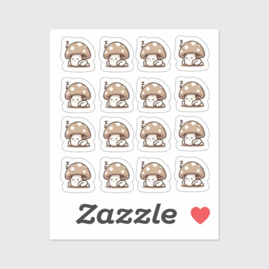 Slaperige paddenstoel Custom-Cut Vinyl Sticker (Vel)