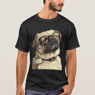 Slaperige Pug en Koffie T-shirt