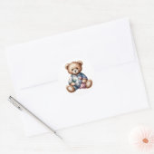 Slaperige teddybeer ronde sticker (Envelop)