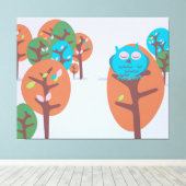 Slaperige Uil Canvas Afdruk (Insitu (Houten vloer))