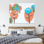 Slaperige Uil Canvas Afdruk (Insitu (Slaapkamer))