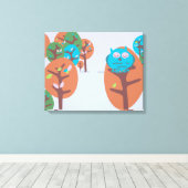 Slaperige Uil Canvas Afdruk (Insitu (Houten vloer))