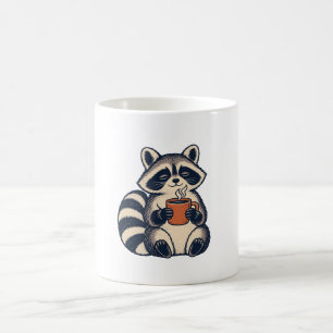Slaperige Wasbeer met Terracotta Koffiemok