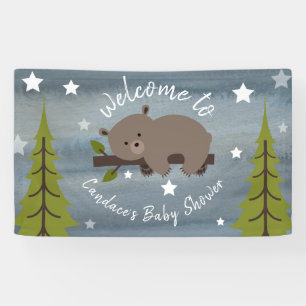 Slaperige Waterverf Beer Baby shower Spandoek