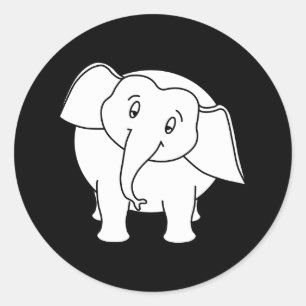 Slaperige witte olifant. Cartoon. Ronde Sticker