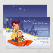 Slaperij winteruitnodiging kaart (Voorkant / Achterkant)