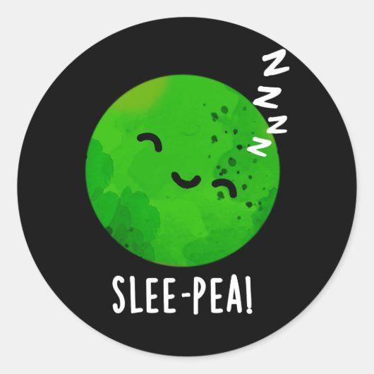 Slapertje Funny Slapende erwt Pun Dark BG Ronde Sticker (Voorkant)