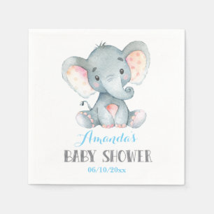Slapjes voor babyfeestje olifant jongen blauw servet