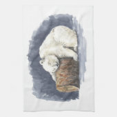 Slappolair beer, waterverf kunst theedoek (Verticaal)