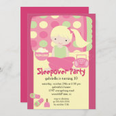 Slappover Birthday Party Kaart (Voorkant / Achterkant)