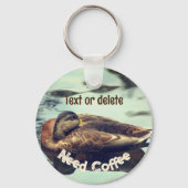 Slapy Duck heeft koffie nodig Funny Persoonlijk Sleutelhanger (Achterkant)