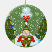 Slapy Elf kerstversiering Keramisch Ornament (Achterkant)