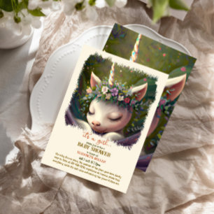 Slapy Unicorn Digital Painting Baby Girl Shower Kaart