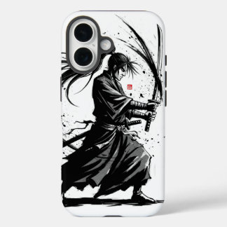 Slash of the Wind: The Ink Samurai 「風を斬る — 墨の侍」 iPhone 16 Hoesje