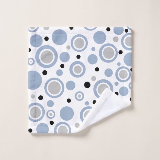 Slate Blauw Zilver Wit Geometrische Print Bad Handdoek (Wasdoekje)