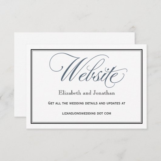 Slate Blue Bruiloft Website Behuizing Kaart (Voorkant / Achterkant)