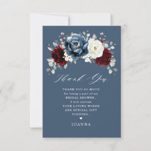 Slate Blue Burgundy White Ivory Boho Vrijgezellenf Bedankkaart