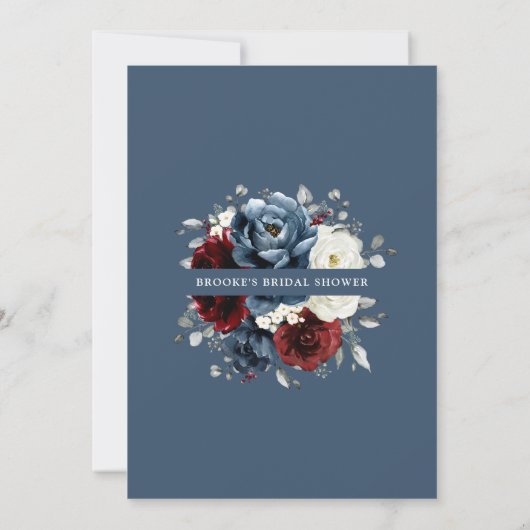 Slate Blue Burgundy White Ivory Boho Vrijgezellenf Kaart (Achterkant)