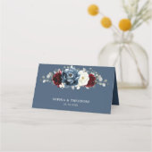 Slate Blue Burgundy White Ivory Floral Wedding Pl (Achterkant)