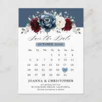 Slate Blue Burgundy White Ivory Floral Wedding Po