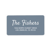 Slate Blue Cursive Retouradres Etiket (Voorkant)