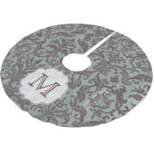 Slate Blue Damask Lace Monogram Initialen boomrok Kerstboom Rok (Gekanteld)
