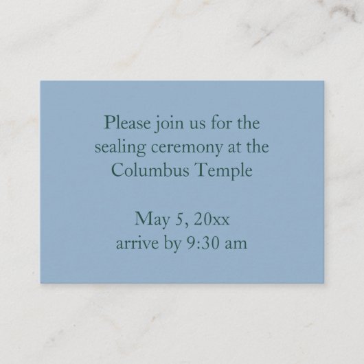 Slate Blue Diamonds Temple Sealing Uitnodiging Informatiekaartje (Voorkant)