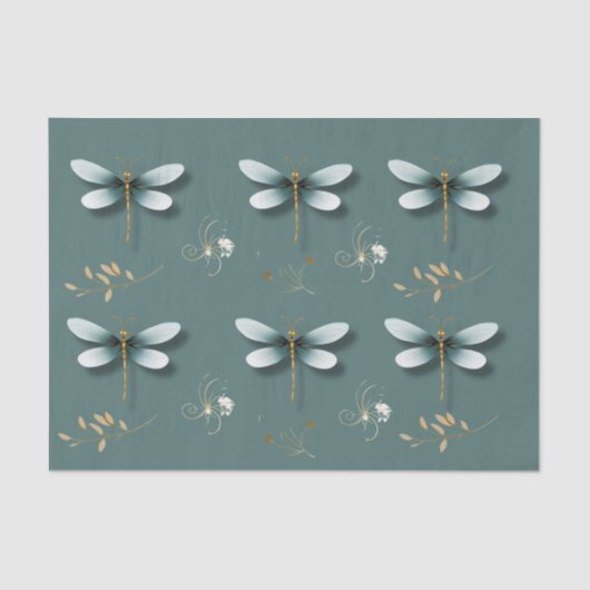 Slate Blue Dragonflies met Tarwe Tissuepapier (Voorkant)