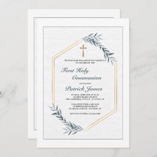 Slate Blue Ferns-uitnodiging Kaart (Voorkant / Achterkant)