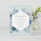 Slate Blue Floral Dream Wedding Kaart (Staand voorkant)