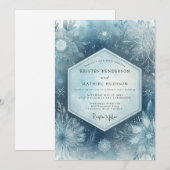 Slate Blue Frosty Woodland Wedding Kaart (Voorkant / Achterkant)