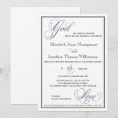 Slate Blue God is Love Christelijk Wedding Kaart (Voorkant / Achterkant)